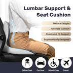 Coverado [Upgraded] Car Seat Cushion and Lumbar Support Pillow One Piece, Memory Foam Ergonomic Back Support Driving Seat Cushion for Back Pain, Non-Slip Washable Cushion for Car, Driver, Office