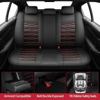 Fit Accord Car Seat Covers for Honda Accord 2003-2024 2025 2026 - Upgraded Premium Waterproof & Breathable Leather, Airbag Compatible, All-Weather Seat Cushion Protector (Full Set, Black+Red)