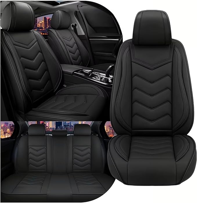 CTDS Car Seat Covers for Honda Civic 2000-2026, Stylish Sport Seat Cover, Premium Nappa Leather Car Seat Cover. Automobile Seat Covers Sets.(Standard 5 Seats/Pure Black)