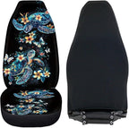 Car Seat Cover Set of 2 Car Seat Covers,Breathable Soft Bucket Seats High Back Seats Protector Cushion Universal Fit Most Vehicle Interior Set(Blue Sea Turtle with Fresh Flowers 51)