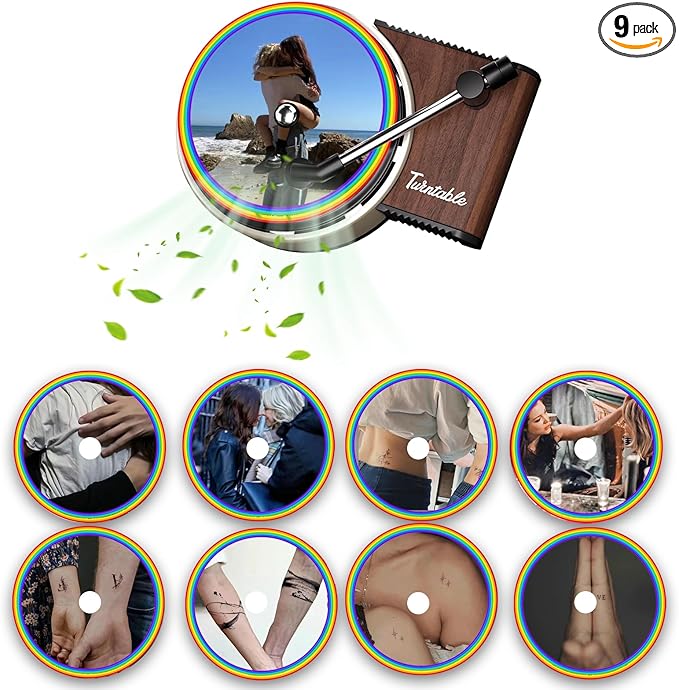 WOCOCN Customized Photo Car Air Freshener, Double-Sided Record Player Design, Unique Turntable Vinyl Shape,Meaning Gifts for Dad, Mom, Friends, Colleagues（9pcs）