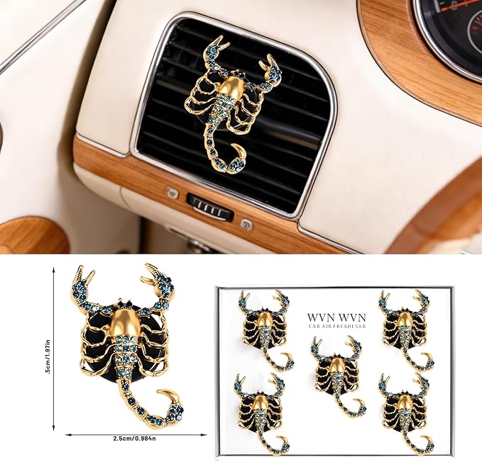 5 PCS ScorpionCar Decor, shiny Freshener Vent ClipsCar Accessories Decoration for Refillable Outlet Diffuser, Universal for Most Cars (Scorpion)