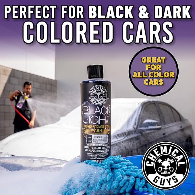 Chemical Guys Black Light Hybrid Radiant Finish Car Wash Soap and Superior Surface Cleanser 2 Pack (2 X 16 Fl. Oz.) - Gloss Enhancing pH Balanced Formula for Maximum Shine
