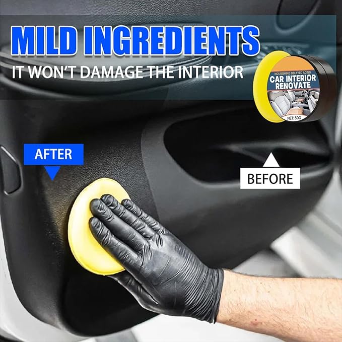 Interior Auto Repair Compound, Car Trim Renovation Paste, Gentle Car Dashboard and Door Panel Restorer, Steering Wheel and Armrest Cleaner Tool, Leather Seat Renovation Paste with Easy Application