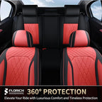 FLORICH Universal Seat Cover Full Set Leather Seat Covers 5 Seats Waterproof Seat Protector Car Seat Cushion Driver Seat Cover Universal Fit for Most Car Truck SUV, Black&Red