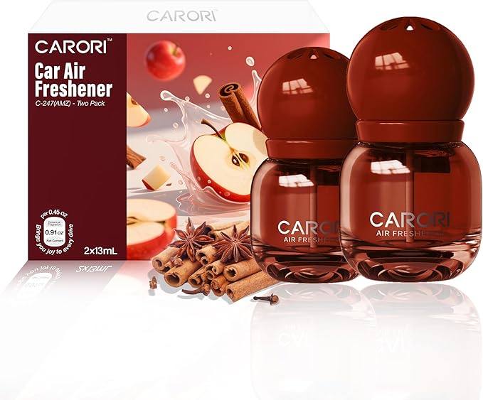 Cute Car Air Freshener 2 Pack, Lightbulb-Shaped Car Fresheners, Automotive Vent Clip, Long Lasting Scent, Essential Oils, Cute Car Accessories for Women, Apple Cinnamon Scent