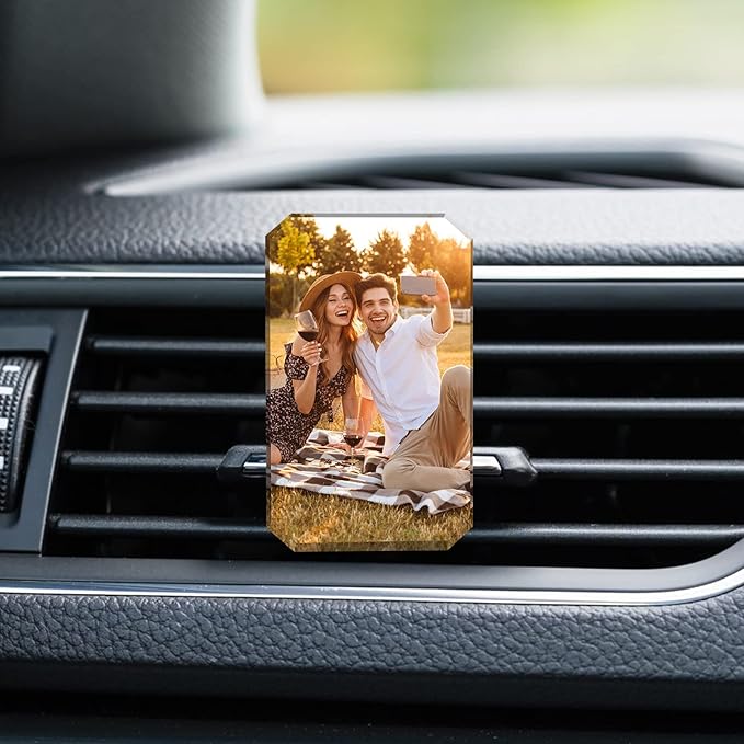 Custom Crystals Car Air Vent Clip with Photo Personalized Picture Car Air Freshener Clips Interior Car Accessories Decoration for Men Women