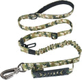 Hotsky Tactical Dog Leash Heavy Duty for Medium Large Dogs that Pull,4-6Ft Strong Bungee Shock Absorbing No Pull Dog Leash with Padded Double Handle and Car Seatbelt,Army Camo