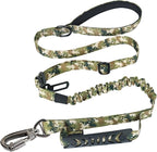 Hotsky Tactical Dog Leash Heavy Duty for Medium Large Dogs that Pull,4-6Ft Strong Bungee Shock Absorbing No Pull Dog Leash with Padded Double Handle and Car Seatbelt,Army Camo