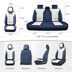 Coverado Car Seat Covers Full Set, Seat Covers for Cars, Waterproof Leather Automotive Seat Cover, Universal Car Interior Protectors Cushion for Most Cars Blue_White