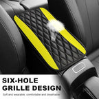 Car Center Console Cushion Pad, 12.6 × 7.48 Inches Waterproof Car Armrest Seat Box Cover, PU Leather Armrest Cover Protector for Most Vehicle, Universal Car Interior Accessories (Black+Yellow)