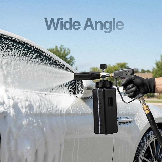Foam Cannon for Pressure Washer Wide Mouth | High Performance 1/4'' Quick Connector Adjustable Thick Snow Foam Lance | 1.1mm Orifice Pressure Washer Soap Attachment Foamer Car Detailing Soap Cannon 1L