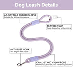 2-in-1 Dog Car Seatbelt Leash & Walking Lead - Heavy Duty 70CM Nylon Rope Leash with Secure Vehicle Buckle for Small Medium Large Dogs, for Travel, Walking, Training