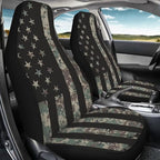 ELEQIN Camo American Flag Seat Covers, Car Seat Covers Front Seats, Car Seat Cushion, Front Car Seat Covers Canvas Car Seat Protector Universal Fit Most Cars