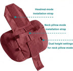 2PCS Car Pillow for Car Neck Pillow for Driving Seat Neck Support Soft Cushion Back Support Head-Rests for Vehicle Sleeping with Elastic Adjustment Strap (Red, Head)