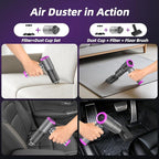 Mini Vacuum Cleaner, 2 in 1 25000PA Brushless Car Vacuum &250000RPM Air Duster 9000mAh Battery Air Blower Wireless Handheld Vacuum for Car,Office and Home