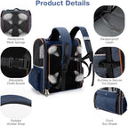 Lekebobor Extra Large Cat Backpack Carrier Expandable Pet Carrier Backpack for Small Dogs Medium Cats Fit Up to 18 Lbs, Dog Backpack Carrier, Foldable Puppy Backpack Carrier for Travel, Hiking,Blue