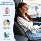 Car Seat Cushion with Neck Pillow & Lumbar Support Kit Back Sciatica Tailbone Pain Relief Car Pillows Ergonomic Memory Foam Back Support for Driving Seat Office Chair Wheelchair Black