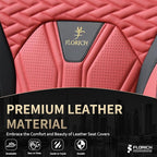 FLORICH Seat Covers for Cars, Waterproof Automotive Seat Covers, Leather Car Seat Covers 2 Pack, Universal Front Seat Cushion Protector for Most Cars Trucks SUV-Black&Burgundy