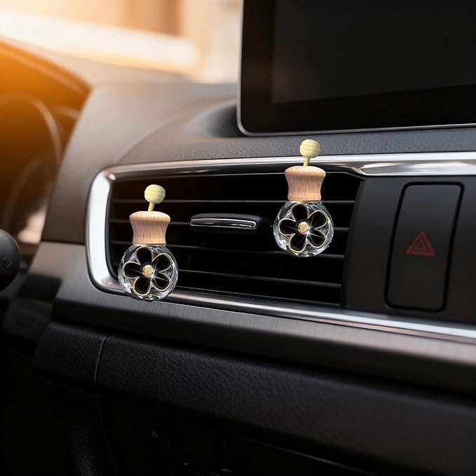 Daisy Bottle Car Air Freshener Clips, 2 Pcs Cute Daisy Car Air Vent Clip, Coquette Auto Air Conditioning Outlet Diffuser Perfume Clips, Interior Decoration (Black, one size)