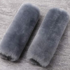 OGLAND 2 Pack Natural Fur Comfort Auto Authentic Sheepskin Car Seat Belt Pads for Adults, Soft Texture Shoulder Neck Cushion Pad Protector, Genuine Australia Merino Wool Cover (Blue Gray)