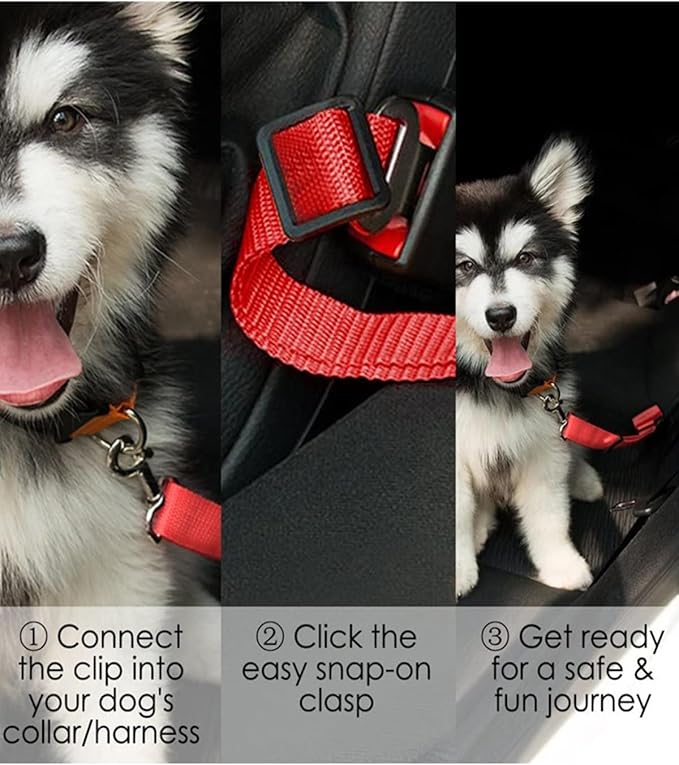 Dog Seat Belts 2 Pack Dog Car Seat Belts Adjustable Seat Belt for Car, Dog Seatbelt, Seat Belt for Dogs in Car Pet Seat Belts for Dogs, Cats and Pets(Black Pink)