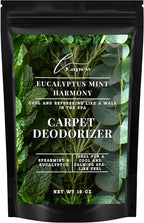Lapew Eucalyptus Mint Carpet Deodorizer Powder - Pet Safe Freshener for Vacuuming | Scented Odor Eliminator for Home | 16 oz