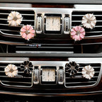 2 Pieces Daisy Flower Air Vent Clip Cute Car Air Freshener Clip Bling Rhinestone Car Air Outlet Decorations Charm Car Inter Decor Accessories for Girls Women