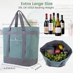CIVJET Insulated Reusable Tote Bag for Grocery Shopping for Women/Men, Waterproof Cooler Bags for Travel/Beach/Picnic, Pizza/Food Delivery Bag to Keep Food Cold/Hot (Cationic Cloth, Green，2-Pack)
