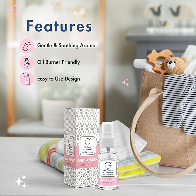 G's Breeze Baby Powder Air Freshener - Soft & Soothing Fresh Baby Powder Scent - Ideal for Nurseries, Bedrooms, Living Rooms & More - Elevate Your Space with Comforting Aroma