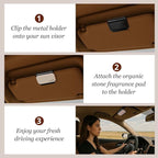 Car Air Freshener - Stone Air Freshener - Car Odor Eliminator for Visor Clip- Natural Scent Starter Kit, Vehicle Scent Diffuser for Cabin, Truck & SUV (Amber/Starter Kit)