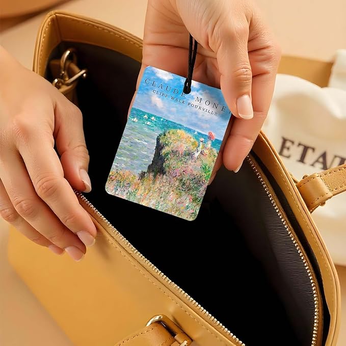 Art Car Air Freshener 4Pcs,Monet's paintings Lover Mom Lady Gifts for Bathroom Bedroom,Art Lover Gift Air Freshener Hanging in Car Wardrobe Drawer or Book.