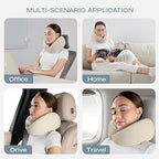 Skechers Men's Memory Foam Neck Pillow, Comfortable & Breathable Travel Pillow, Neck Pillow Airplane for Travel, Car Rides, Home, and Office Use, Ergonomic Design for Men and Women,Beige