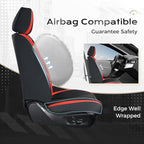 Coverado Seat Covers, Car Seat Covers Front Seats, 2 Pack Black and Red Leather Seat Covers, Waterproof Car Seat Protector with Lumbar Support, Front Seat Covers Universal Fit for Most Cars