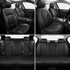 Car Seat Cover Full Set, Leather Car Seat Cover, Waterproof Seat Covers, Car Seat Cushion, Nappa Leather Seat Covers Car Seat Protector Universal Fit Most Cars Black
