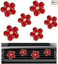 6PCS Car Air Vent Clip, Daisy Flower Auto Scents Air Freshener Clip with 6 Fragrance Piece, Decorative Auto Air Conditioning Clip for Women Girl, Universal Car Accessories (Red)