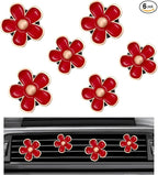 6PCS Car Air Vent Clip, Daisy Flower Auto Scents Air Freshener Clip with 6 Fragrance Piece, Decorative Auto Air Conditioning Clip for Women Girl, Universal Car Accessories (Red)