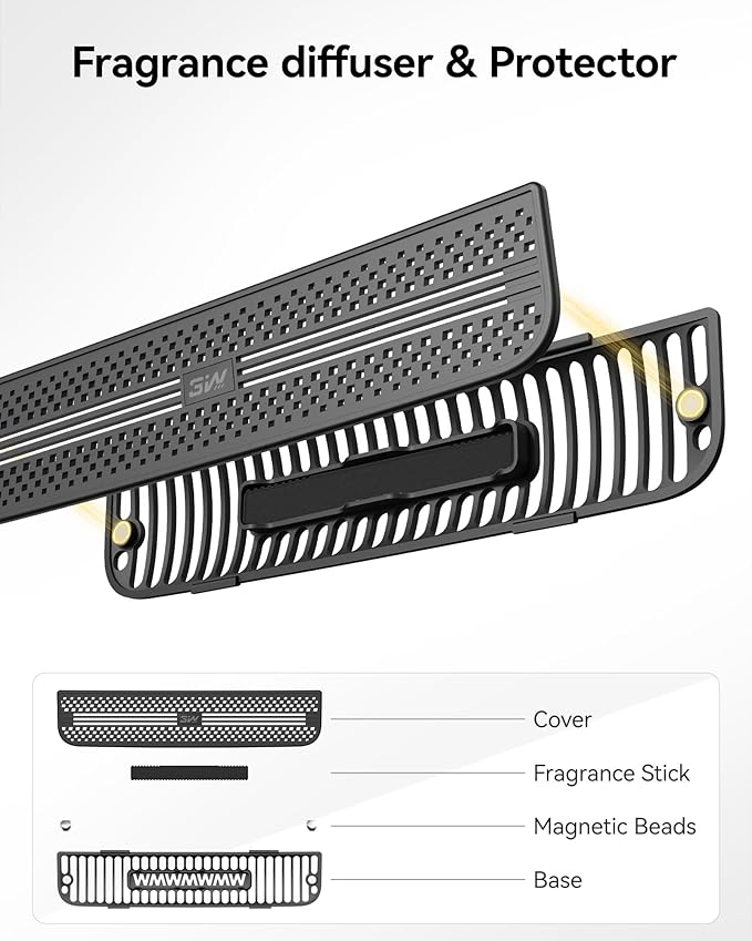 3W Car Air Freshener in Rear Vent for Model Y Juniper 2025 2026 & Model 3 Highland 2024-2026, Air Vent Protector, Air Fragrance Diffuser Set, 5 Scent Aroma Sticks, Long-Lasting