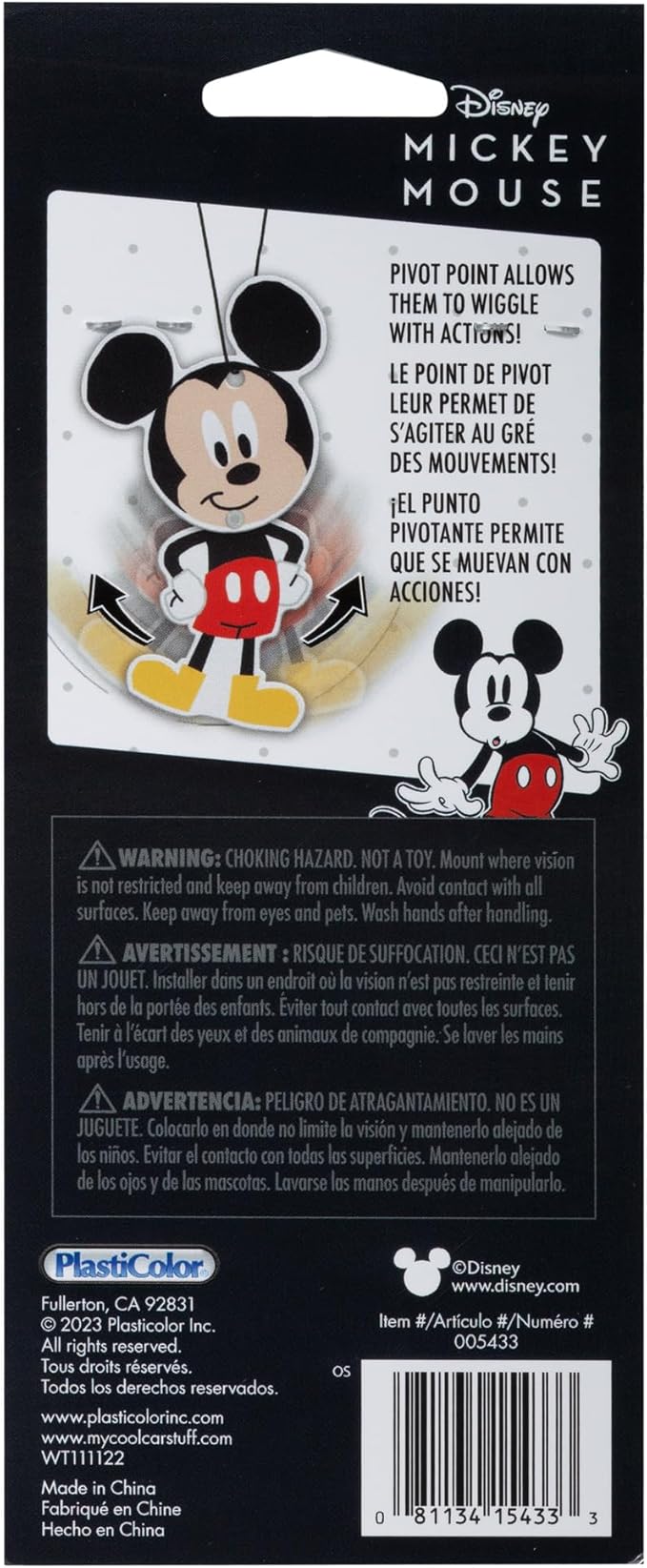 Plasticolor 005433R01 Disney Mickey Mouse Wiggler Air Freshener