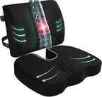 Seat Cushion and Lumbar Support Pillow for Office Chair, Wheelchair, Memory Foam Coccyx Cushion for Sciatica Tailbone Pain Relief, Back Support for Car Chairs, Desk Chair