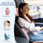 Car Seat Cushion with Neck Pillow & Lumbar Support Back Sciatica Tailbone Pain Relief Car Pillows Ergonomic Memory Foam Back Support for Driving Seat Office Chair Wheelchair 3 Pcs Pink