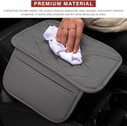 Car Center Console Cover, Leather Auto Armrest Cushion Pad with Two Storage Pockets, Waterproof Arm Rest Box Mat Protective Cover for Sedan SUV Truck, Car Accessories (Red)
