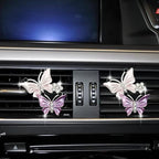 Cute Dual Butterfly Air Vent Clips, 2Pcs Dual Butterfly Diamond Car Air Fresheners Vent Clips, Car Air Conditioning Outlet Clip Decorative Interior Accessories(Pink)