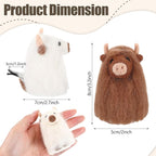 BBTO 2 Pcs Felt Highland Cow Gift Car Air Freshener Clips, Funny Handmade Air Fresheners, Cute Highland Cow Car Accessories, Ornament Vent Decor for Women Men, Christmas Party Gift (White,Brown)