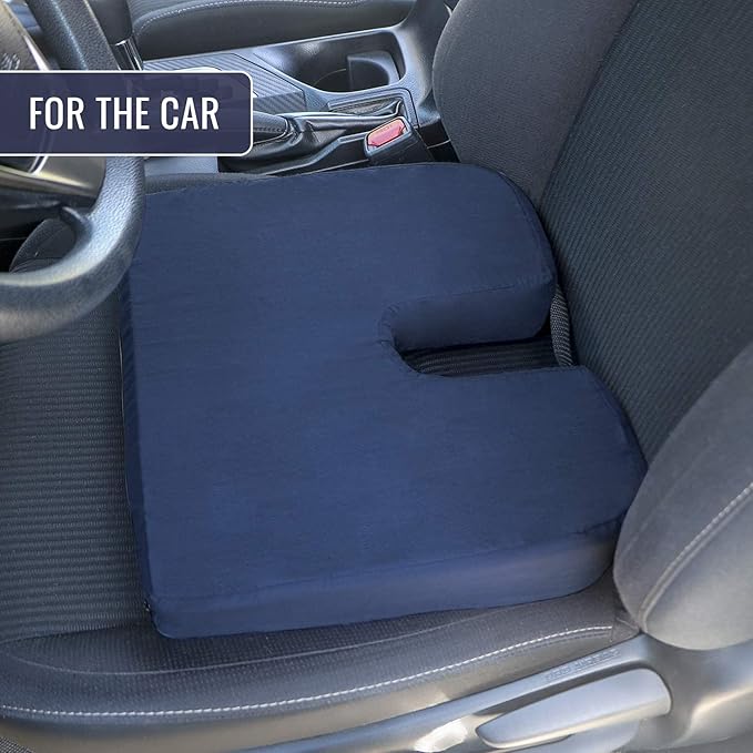 DMI Gradual Slope Seat Cushion for Coccyx, Sciatica and Tailbone Pain, Machine Washable-Cover, 15 Inch, Navy (Pack of 10)