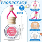 Boao 30 Pcs Hanging Car Air Freshener Diffuser Bottles Bulk, Empty Refillable Glass Perfume Pendants with Wood Caps, DIY Essential Oil Car Ornaments with Thank You Cards for Wedding Party Favors