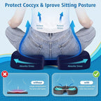 CloudBliss Gel Seat Cushion - Cooling Gel Enhanced, Memory Foam, Ergonomic Seat Cushion for Long Sitting for Office, Game, Car, Airplane (X-Large, Blue)