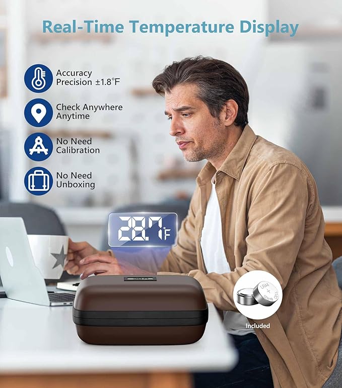 Insulin Cooler Travel Case with Temperature Display, TSA Approved Diabetic Cooling Bag for Insulin Pens and Supplies, Refrigerated Medicine Organizer with 2 Ice Packs