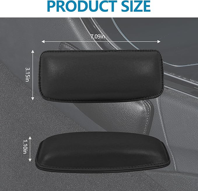wuyaoyao 2PCS Car Door Armrest Pads, Soft Leather Elbow Pad Arm Rest for Car, Comfortable Car Knee Cushion, Automotive Elbow Leg Thigh Support Cushion Pillow, Interior Car Accessories (Black)