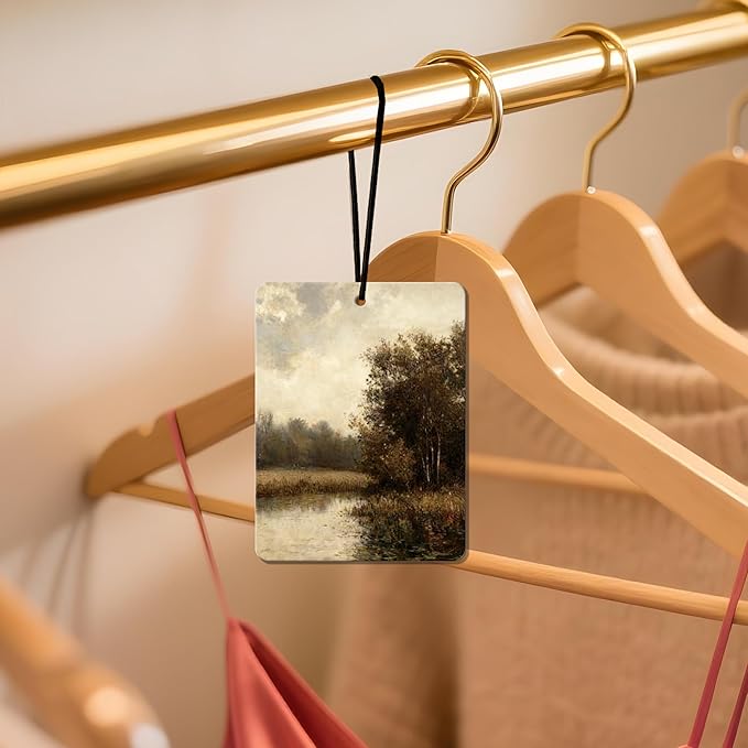 Vintage Landscape Air Freshener 4 Pcs, Artistic Nature Scene Hanging Air Freshener for Cars, Closet, Drawer, Home Decor for Art & Nature Lovers, Gift for Women
